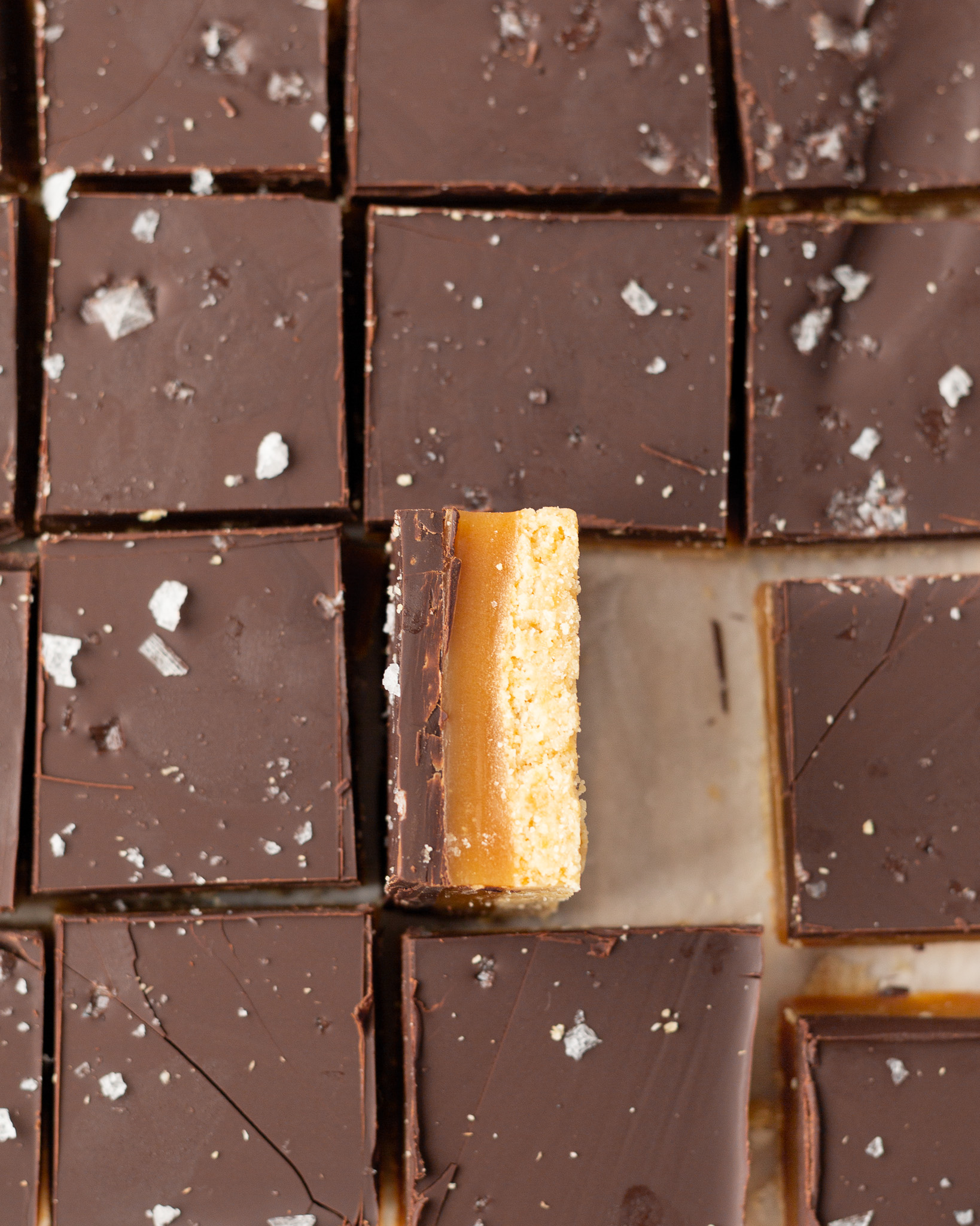 GF Millionaire's Shortbread with Honey Caramel (top down)