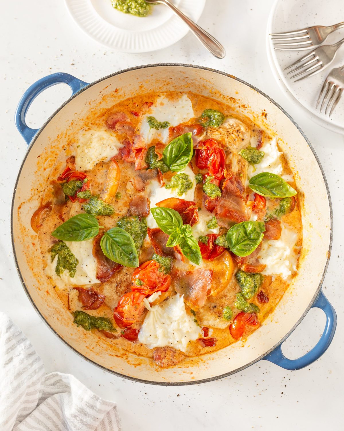 Caprese Peach and Pesto Chicken