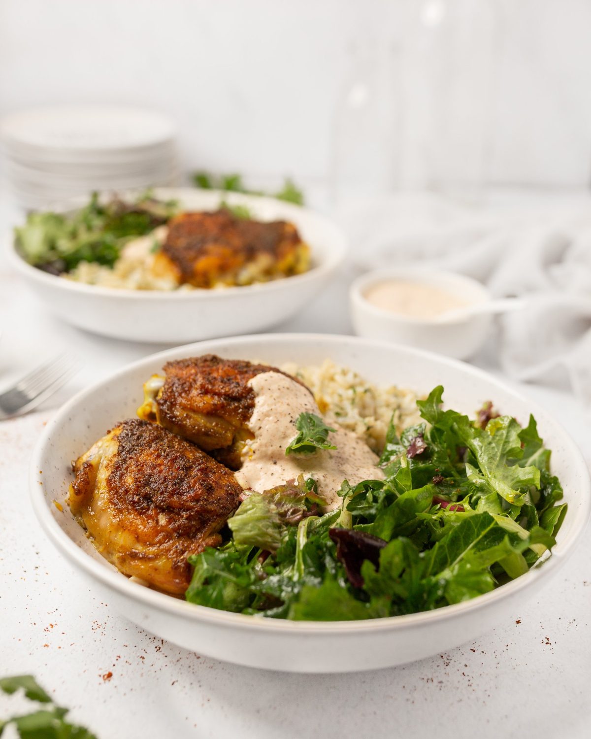 Baked Tandoori Chicken Thighs with Cilantro Rice