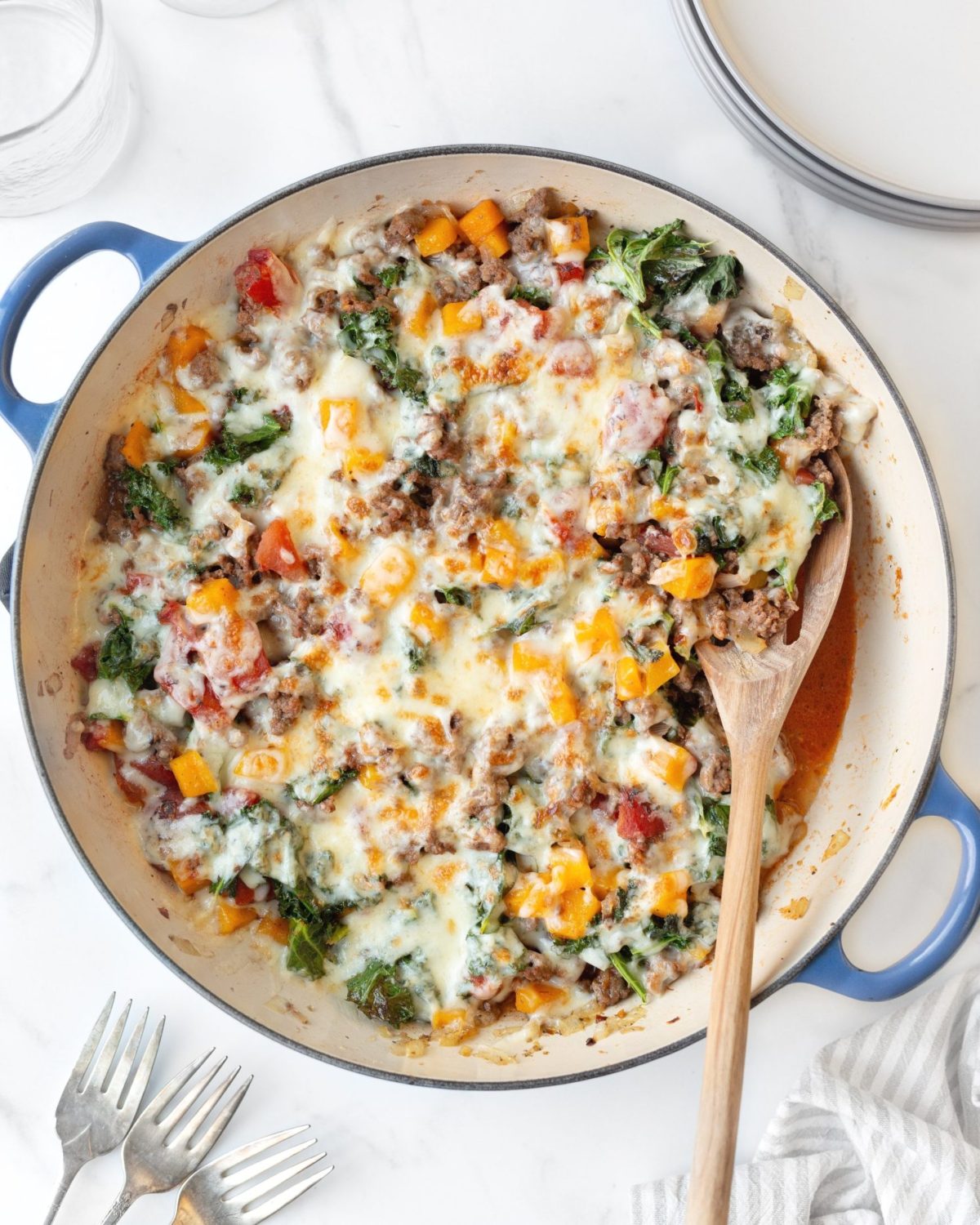 30-minute Italian Ground Beef Skillet (top down)