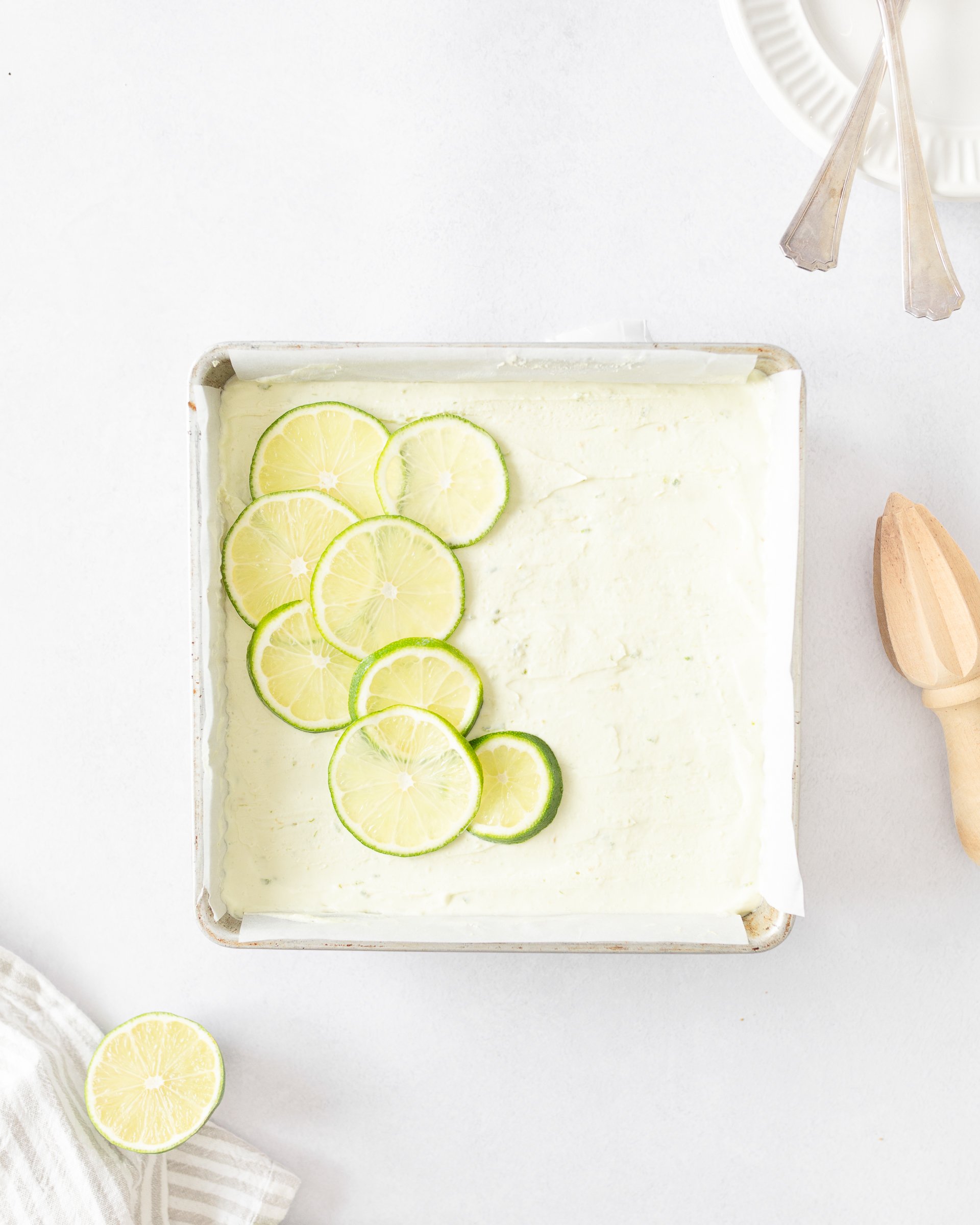 No Bake Key Lime Cheesecake Bars (top down)