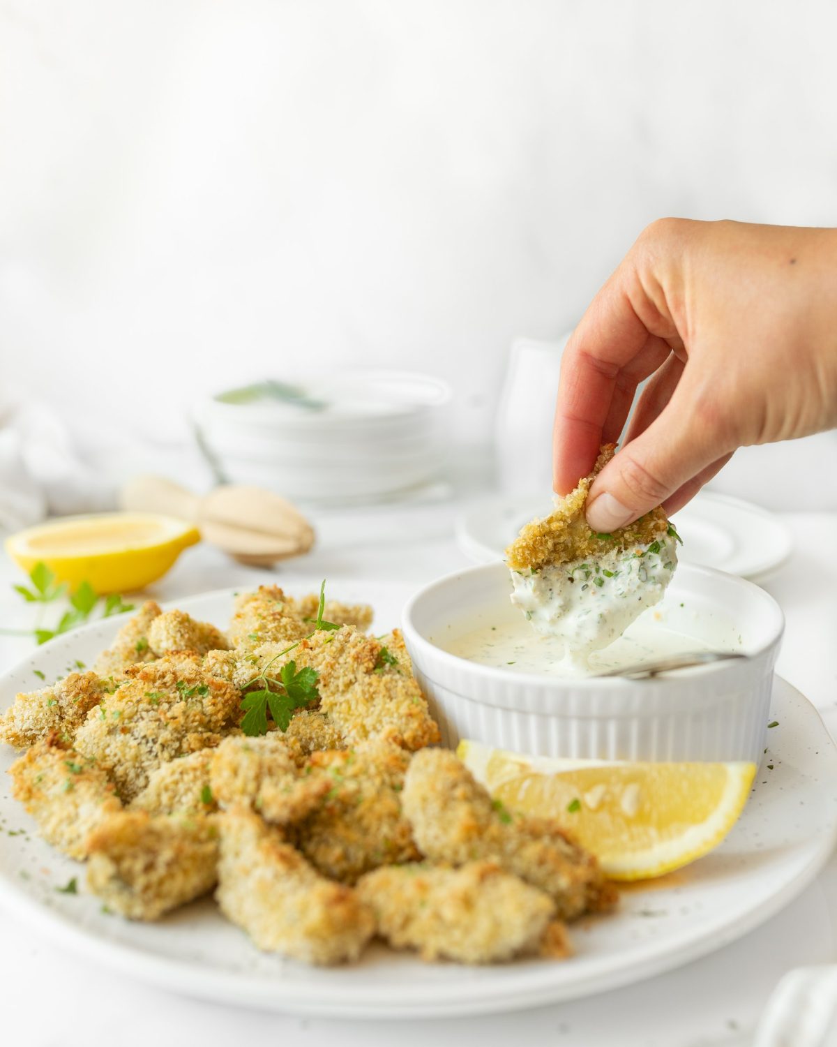 Baked Artichoke Hearts with Herb Dip