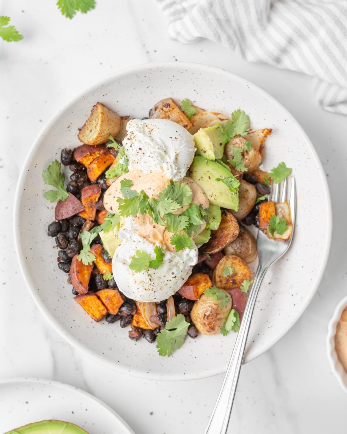 Southwest Breakfast Bowl with Roasted Roots plated.