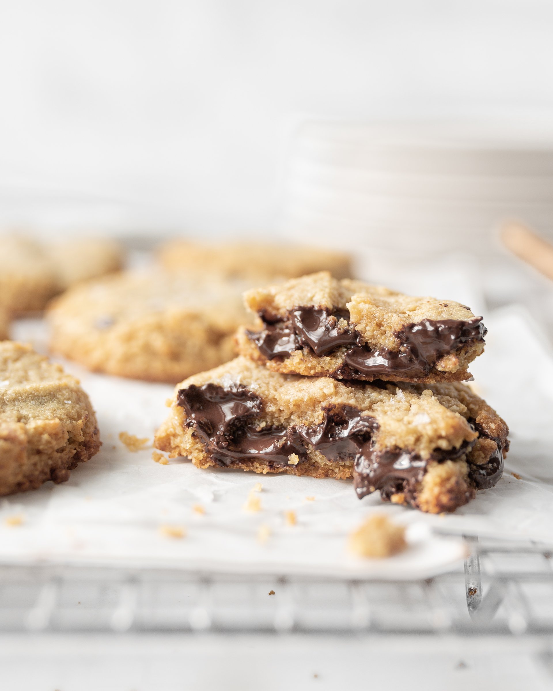Almond Flour Tahini Chocolate Chip Cookies