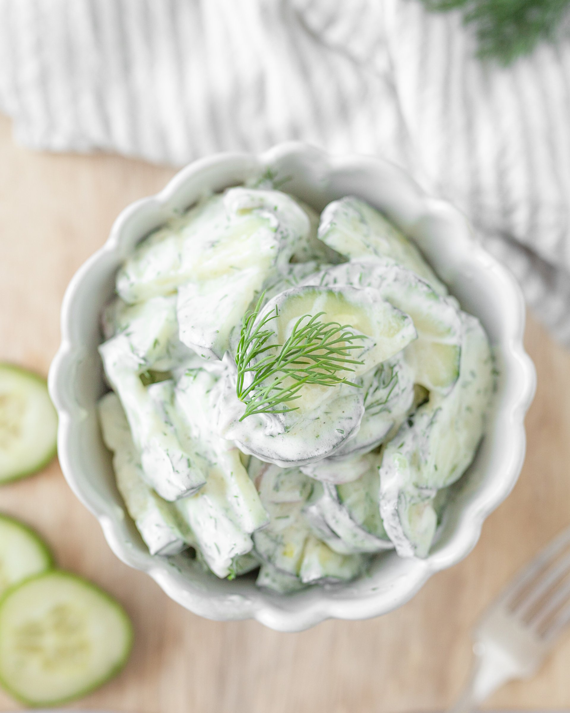 Creamy Cucumber Dill Salad (top down)