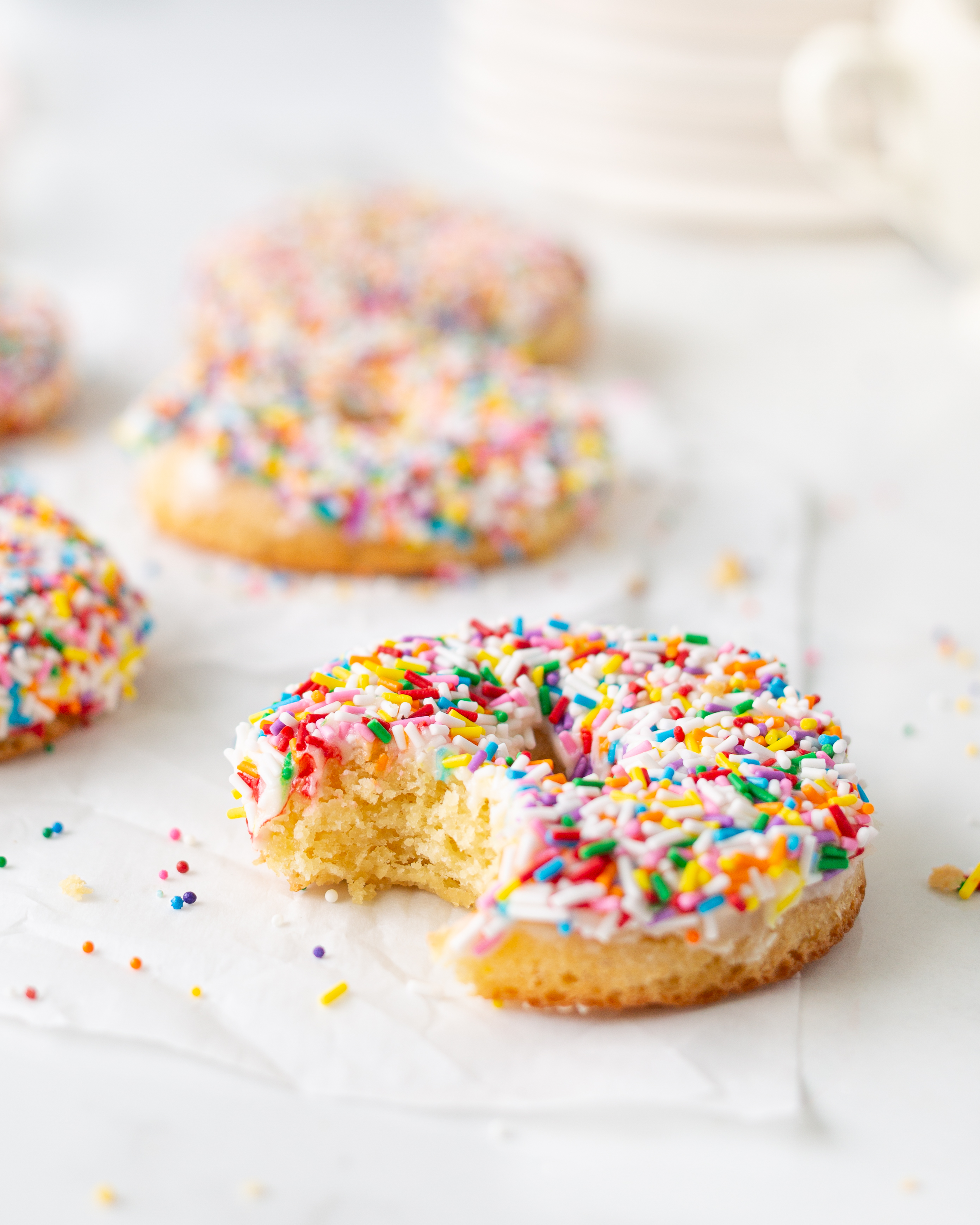 Grain-free Vanilla Donuts with Cream Cheese Glaze (straight on)