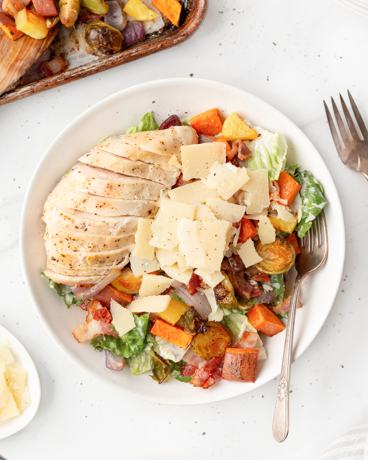 Winter Caesar Salad plated (top down)